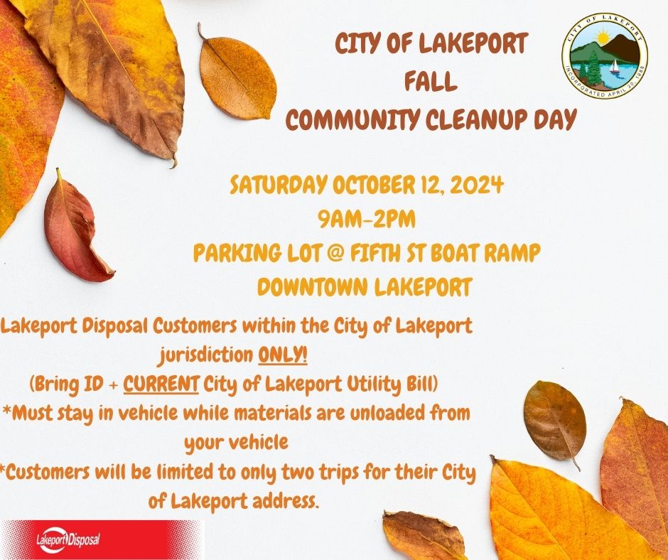 city of lakeport fall community cleanup day october 12th 2024